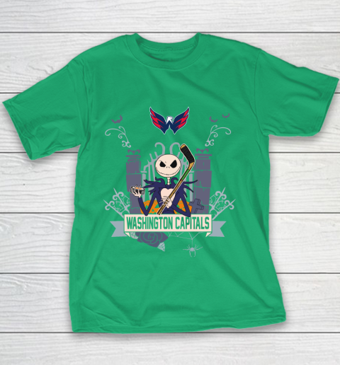 NHL Washington Capitals Hockey Jack Skellington Halloween Youth T-Shirt 3