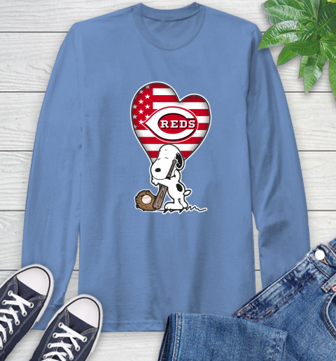 Cincinnati Reds MLB Baseball The Peanuts Movie Adorable Snoopy Long Sleeve T-Shirt 11