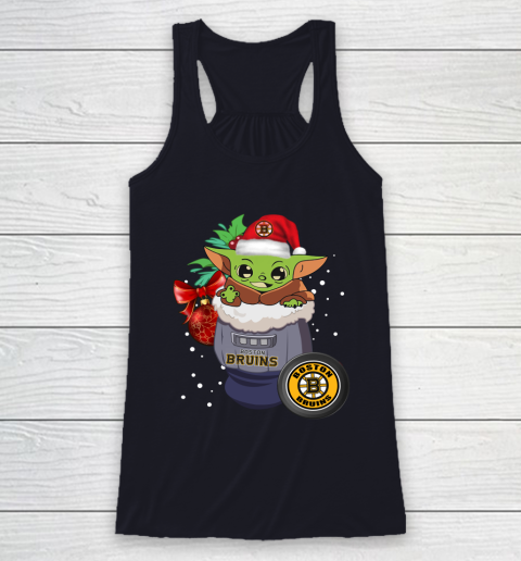 Boston Bruins Christmas Baby Yoda Star Wars Funny Happy NHL Racerback Tank 8