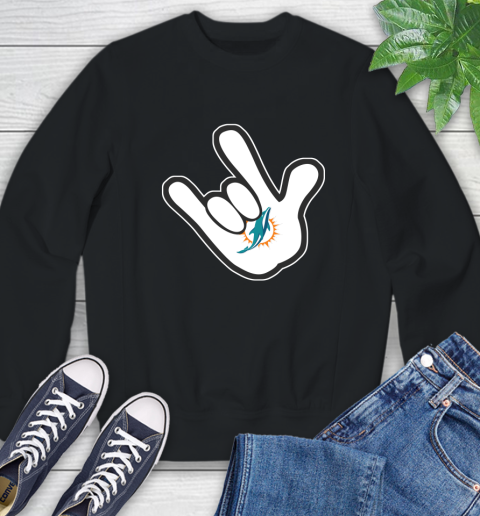 Miami Dolphins NFL Football Mickey Rock Hand Disney Sweatshirt 2