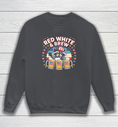 Funny Raccoon red white and brew Independence Day 4th of July Sweatshirt 3