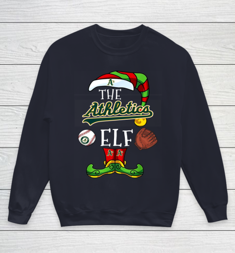 Oakland Athletics Christmas ELF Funny MLB Youth Sweatshirt 2