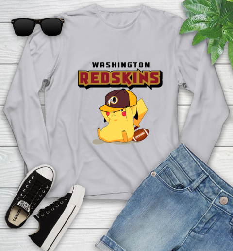 NFL Pikachu Football Washington Redskins Youth Long Sleeve 5