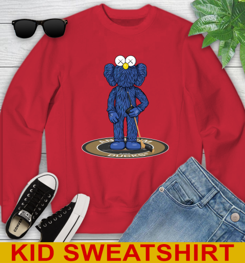 NHL Hockey Anaheim Ducks Kaws Bff Blue Figure Shirt Youth Sweatshirt 9 NHL Hockey Anaheim Ducks Kaws Bff Blue Figure Shirt Youth Sweatshirt - Image 9