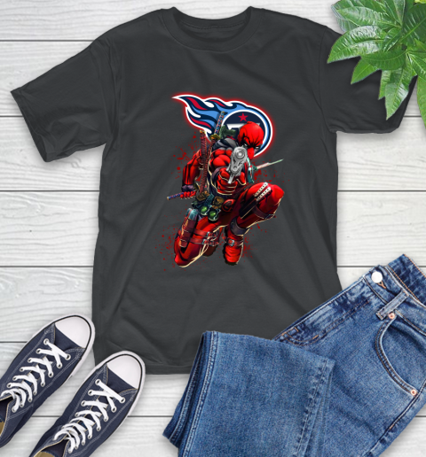 NFL Deadpool Marvel Comics Sports Football Tennessee Titans T-Shirt 2