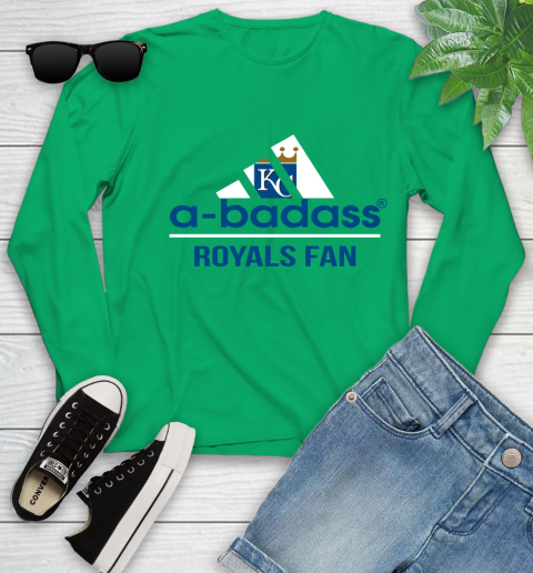 MLB A Badass Kansas City Royals Fan Adidas Baseball Sports Youth Long Sleeve 7