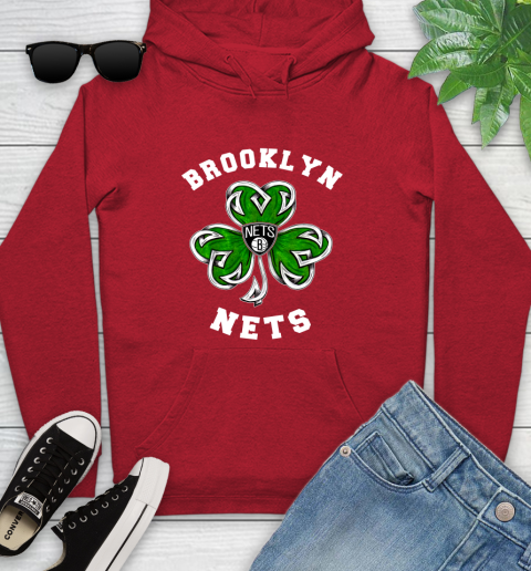 NBA Brooklyn Nets Three Leaf Clover St Patrick's Day Basketball Sports Youth Hoodie 12