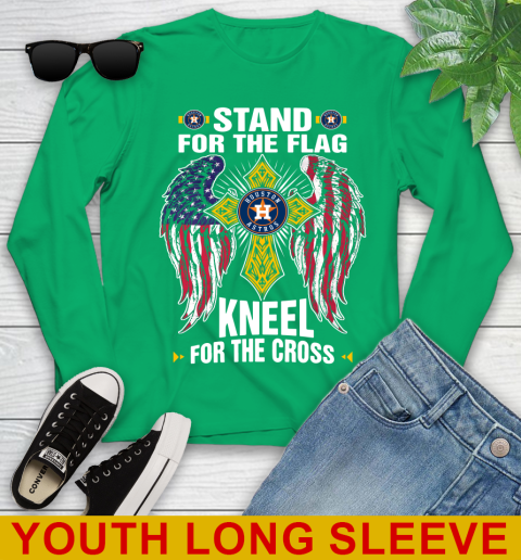 MLB Baseball Houston Astros Stand For Flag Kneel For The Cross Shirt Youth Long Sleeve 7