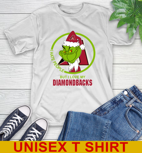 Arizona Diamondbacks MLB Christmas Grinch I Hate People But I Love My Favorite Baseball Team T-Shirt