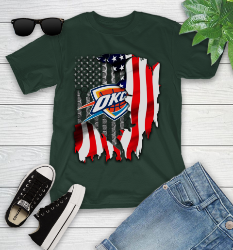 Oklahoma City Thunder NBA Basketball American Flag Youth T-Shirt 5