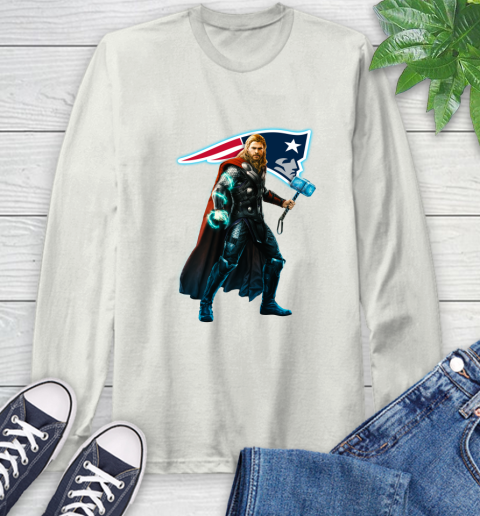 NFL Thor Avengers Endgame Football New England Patriots Long Sleeve T-Shirt 12