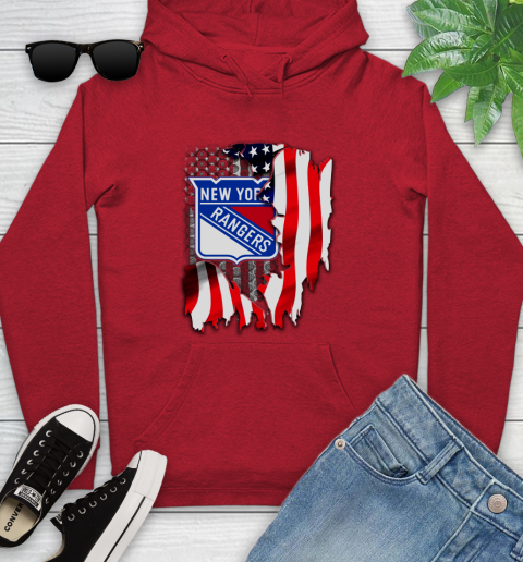 New York Rangers NHL Hockey American Flag Youth Hoodie 12