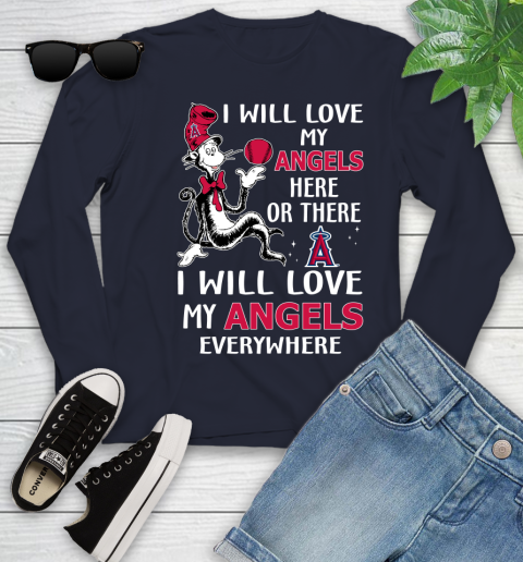 MLB Baseball Los Angeles Angels I Will Love My Angels Everywhere Dr Seuss Shirt Youth Long Sleeve 2