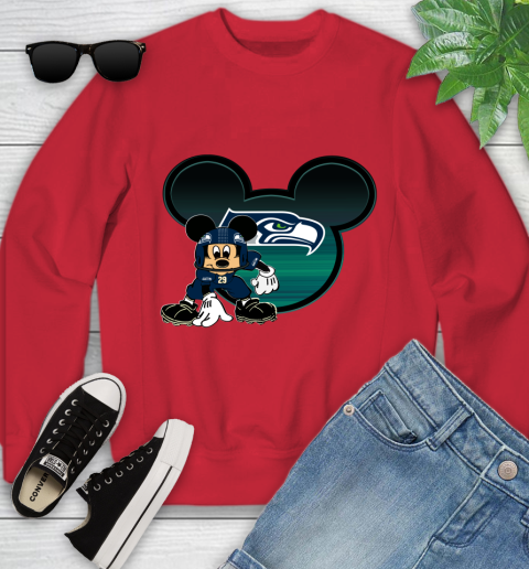 NFL Seattle Seahawks Mickey Mouse Disney Football T Shirt Youth Sweatshirt 9
