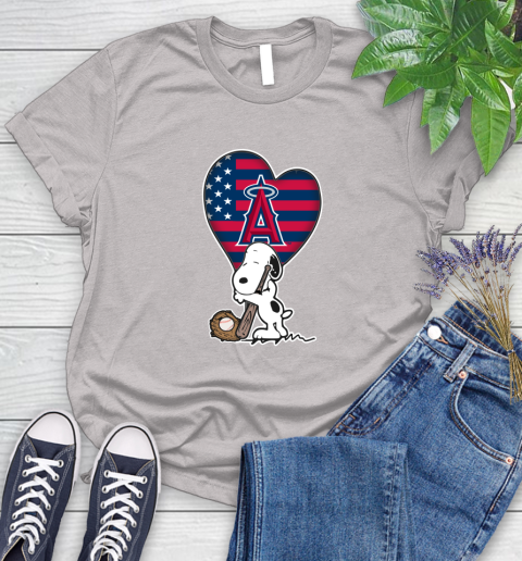 Los Angeles Angels MLB Baseball The Peanuts Movie Adorable Snoopy Women's T-Shirt 10