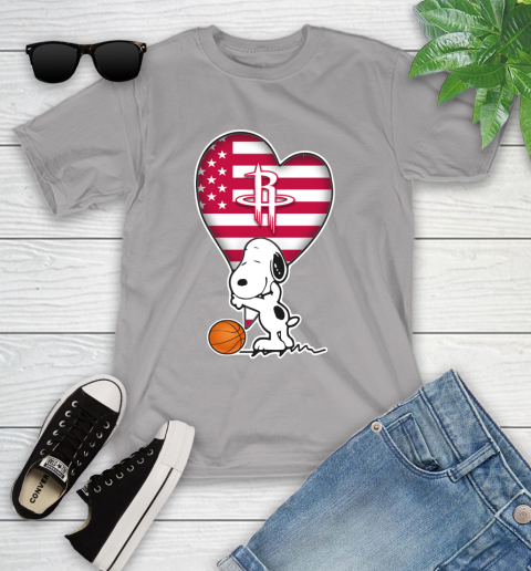 Houston Rockets NBA Basketball The Peanuts Movie Adorable Snoopy Youth T-Shirt 4