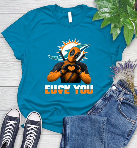 NHL Miami Dolphins Deadpool Love You Fuck You Football Sports Women's T-Shirt 10