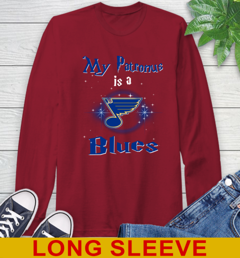 NHL Hockey Harry Potter My Patronus Is A St.Louis Blues Long Sleeve T-Shirt 9