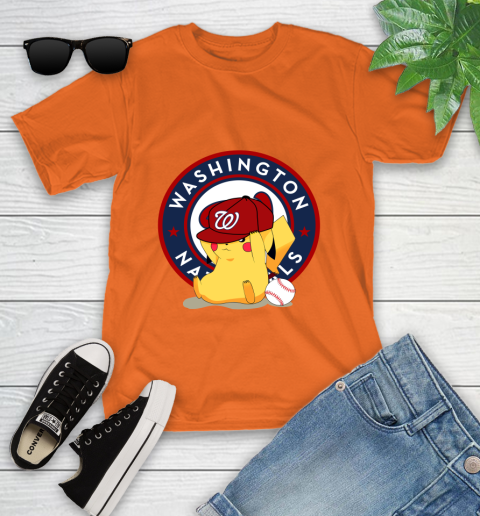 MLB Pikachu Baseball Sports Washington Nationals Youth T-Shirt 7