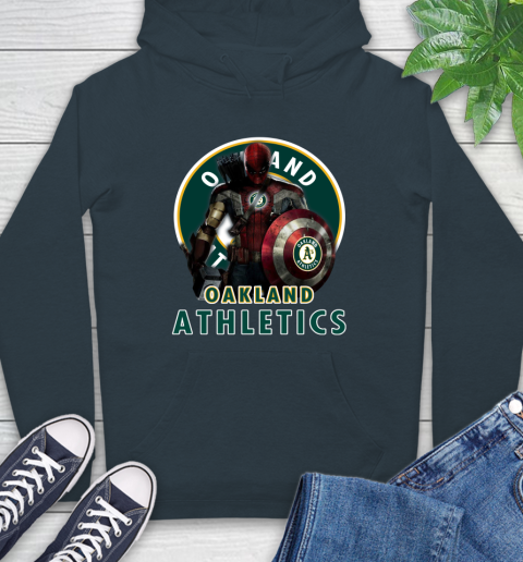 MLB Captain America Thor Spider Man Hawkeye Avengers Endgame Baseball Oakland Athletics Hoodie 7