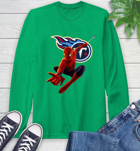 NFL Spider Man Avengers Endgame Football Tennessee Titans Long Sleeve T-Shirt 7