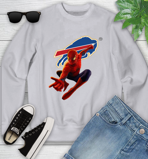NFL Spider Man Avengers Endgame Football Buffalo Bills Youth Sweatshirt 4