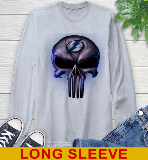 Tampa Bay Lightning NHL Hockey Punisher Skull Sports Long Sleeve T-Shirt 6