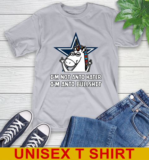 Dallas Cowboys NFL Football Unicorn I'm Not Anti Hater I'm Anti Bullshit T-Shirt 6