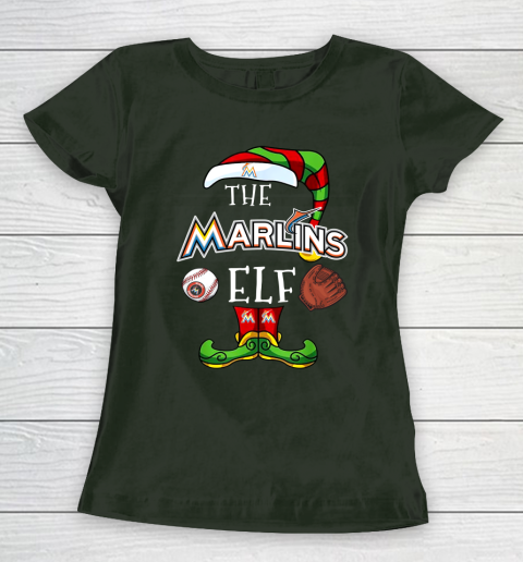 Miami Marlins Christmas ELF Funny MLB Women's T-Shirt 4