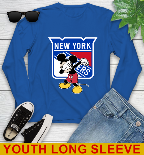 New York Rangers NHL Hockey Dabbing Mickey Disney Sports Youth Long Sleeve 10