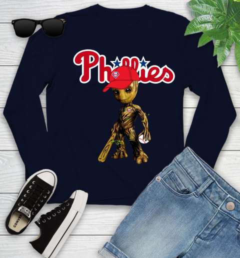 MLB Philadelphia Phillies Groot Guardians Of The Galaxy Baseball Youth Long Sleeve 3