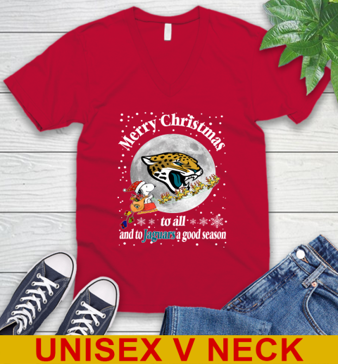 Jacksonville Jaguars Merry Christmas To All And To Jaguars A Good Season NFL Football Sports V-Neck T-Shirt 6
