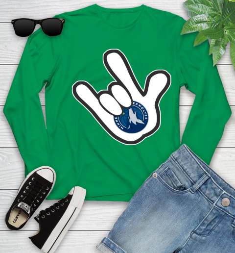 Minnesota Timberwolves NBA Basketball Mickey Rock Hand Disney Youth Long Sleeve 6