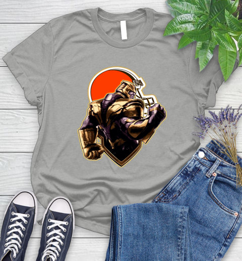 NFL Thanos Avengers Endgame Football Sports Cleveland Browns Women's T-Shirt 10