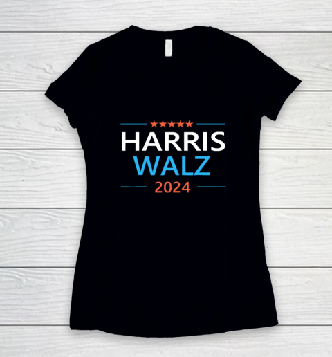 Harris Walz 2024 For President Patriotic Kamala Democrat Women's V-Neck T-Shirt