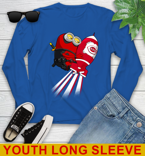 MLB Baseball Cincinnatim Reds Deadpool Minion Marvel Shirt Youth Long Sleeve 10