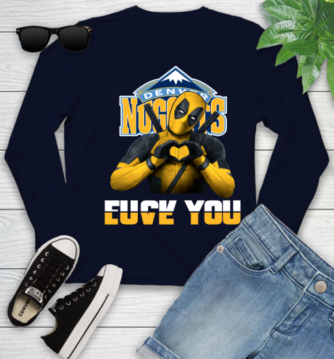 NBA Denver Nuggets Deadpool Love You Fuck You Basketball Sports Youth Long Sleeve 2