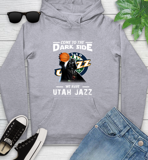 NBA Come To The Dark Side We Have Utah Jazz Star Wars Darth Vader Basketball Youth Hoodie 6