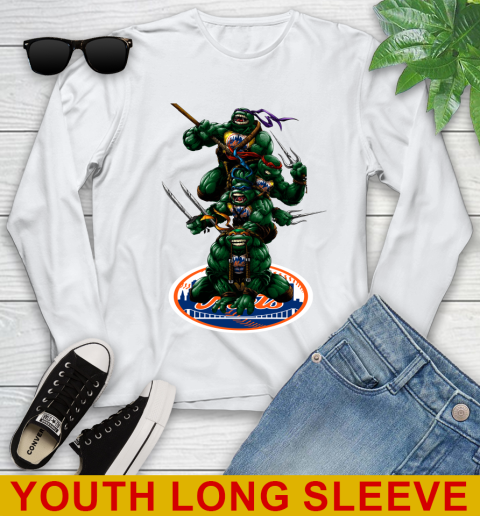 MLB Baseball New York Mets Teenage Mutant Ninja Turtles Shirt Youth Long Sleeve