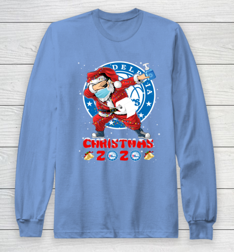 Philadelphia 76ers Funny Santa Claus Dabbing Christmas 2020 NBA Long Sleeve T-Shirt 8