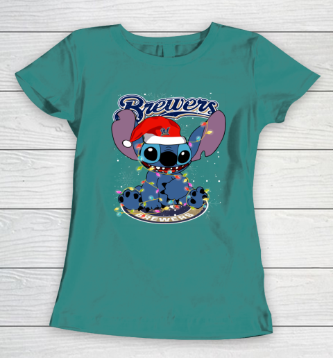 Milwaukee Brewers MLB noel stitch Baseball Christmas Women's T-Shirt 10