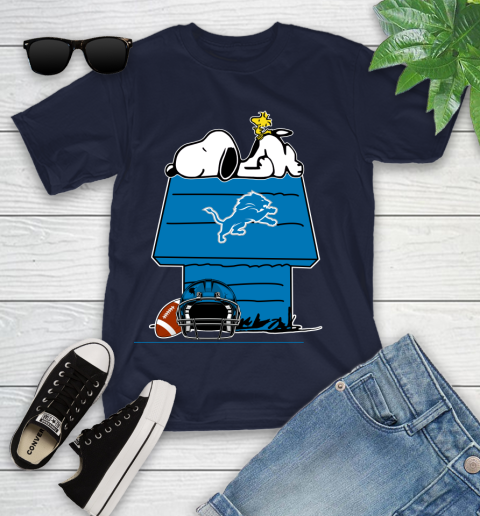 Detroit Lions NFL Football Snoopy Woodstock The Peanuts Movie Youth T-Shirt 3