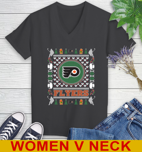 Philadelphia Flyers Merry Christmas NHL Hockey Loyal Fan Women's V-Neck T-Shirt 8