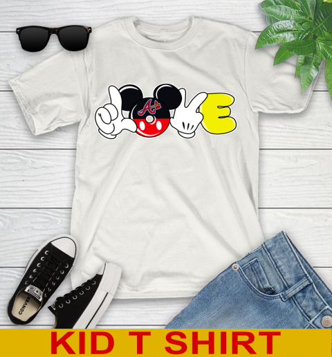 Atlanta Braves MLB Baseball Love Mickey Disney Sports Youth T-Shirt
