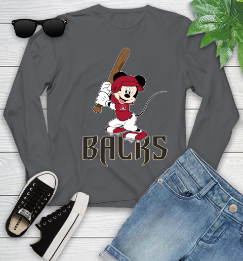 MLB Baseball Arizona Diamondbacks Cheerful Mickey Mouse Shirt Youth Long Sleeve 8