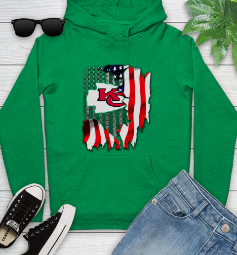 Kansas City Chiefs NFL Football American Flag Youth Hoodie 9