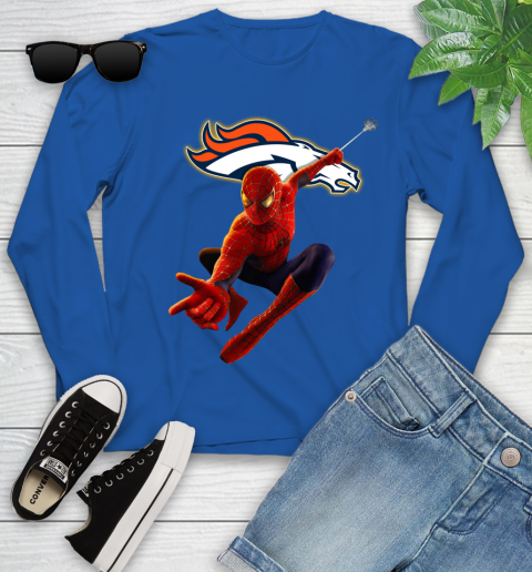 NFL Spider Man Avengers Endgame Football Denver Broncos Youth Long Sleeve 9