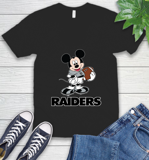 NFL Football Oakland Raiders Cheerful Mickey Mouse Shirt V-Neck T-Shirt