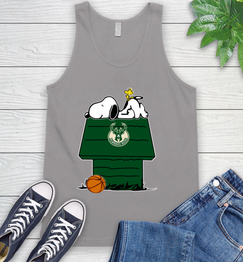 Milwaukee Bucks NBA Basketball Snoopy Woodstock The Peanuts Movie Tank Top 4