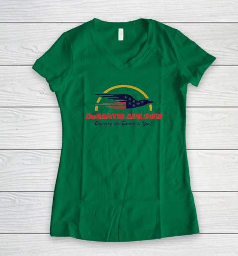 DeSantis Airlines Funny Political Meme Ron DeSantis Women's V-Neck T-Shirt 3